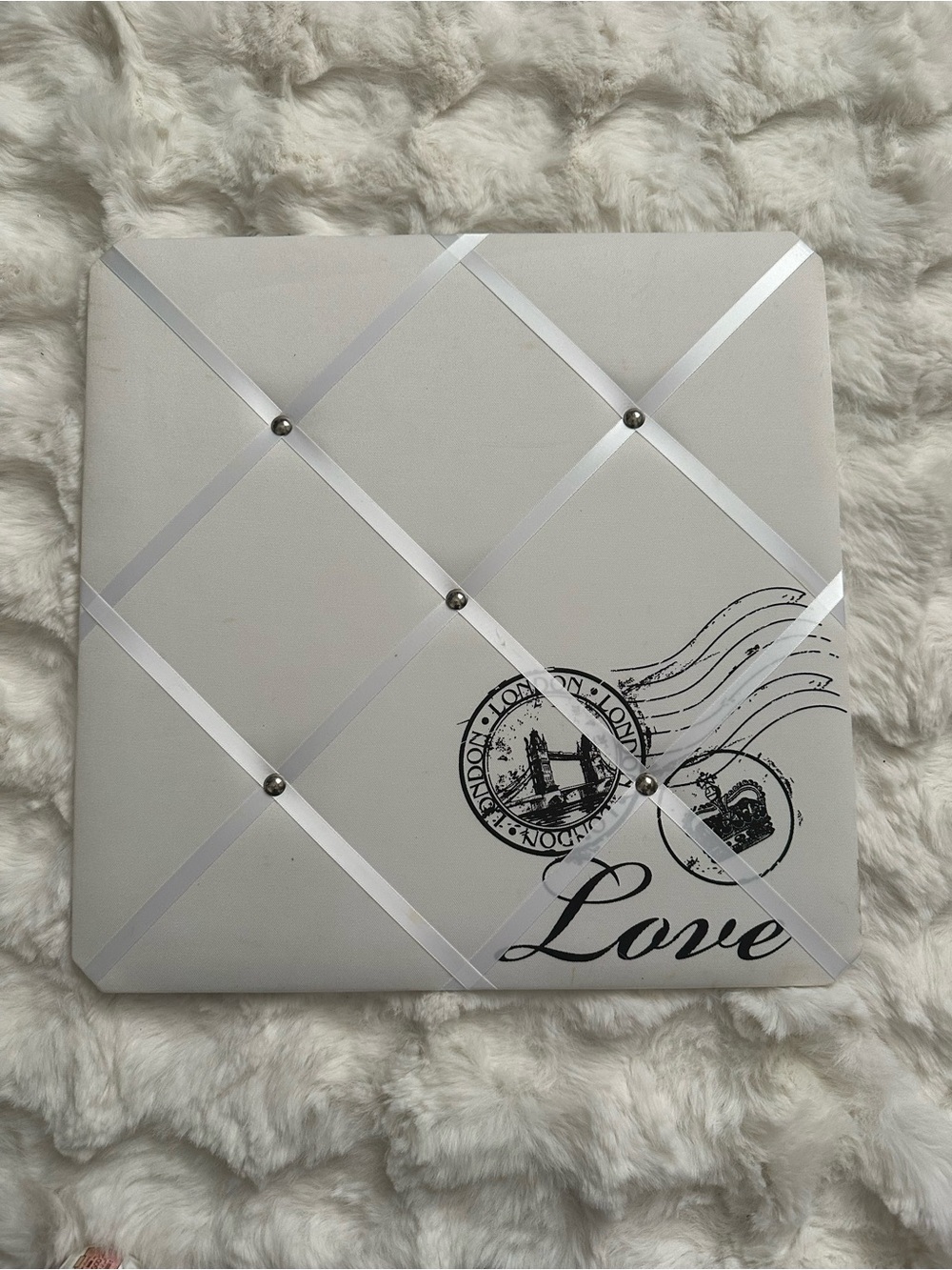 Vintage Photo Wall Board- Ribbon in White/ Must Have Room Decor Essentials